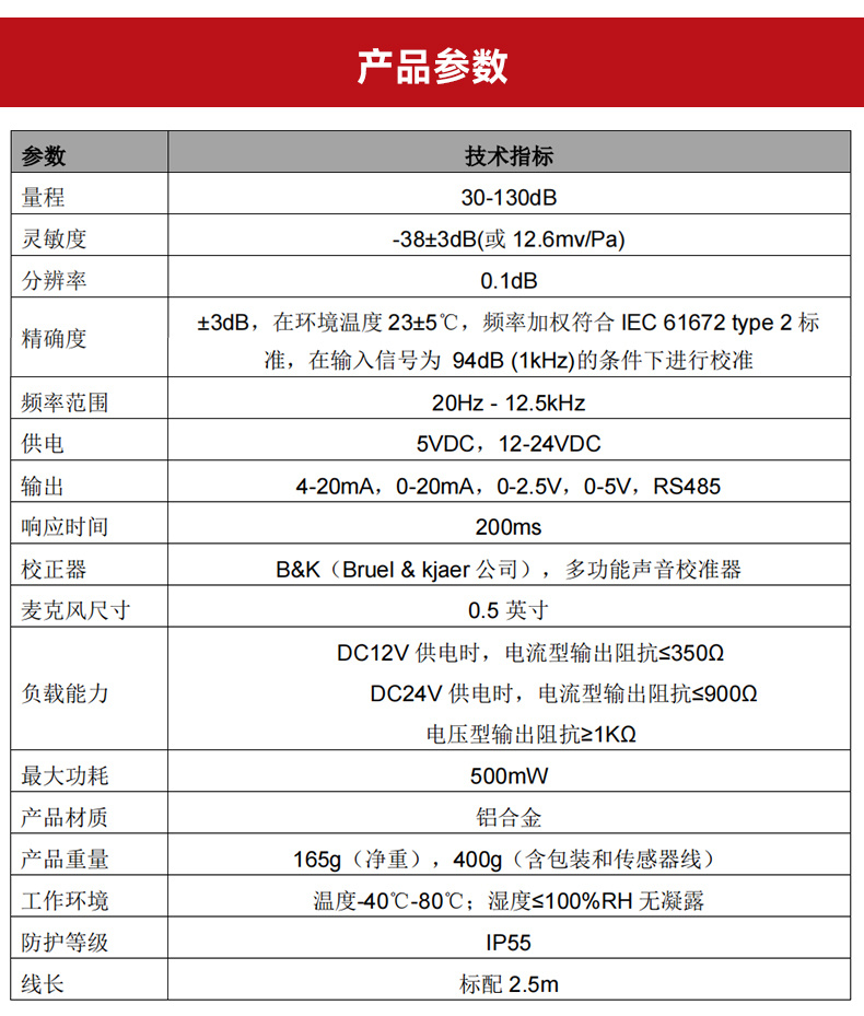 产品参数_凯发K8国际一体化传感器_噪声传感器_噪音传感器