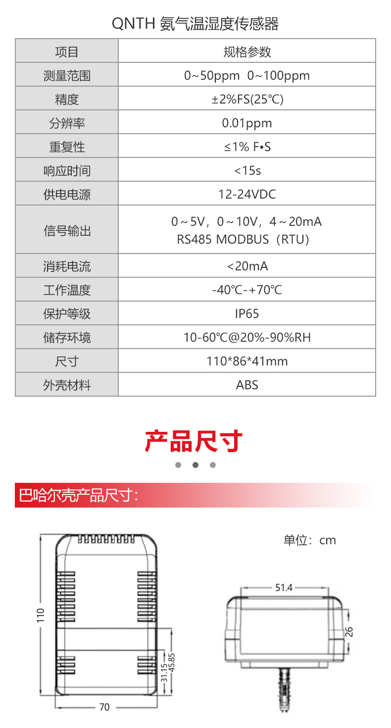 氨气浓度传感器_氨气温湿度传感器