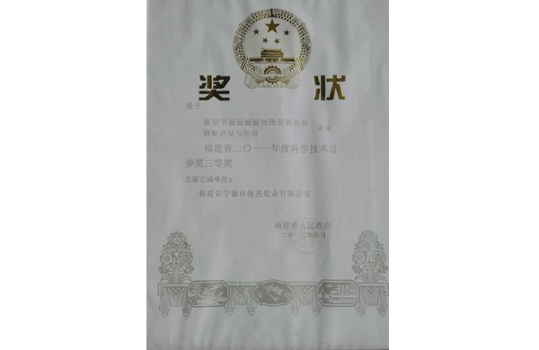 福建省2011年度科学技术进步奖三等奖