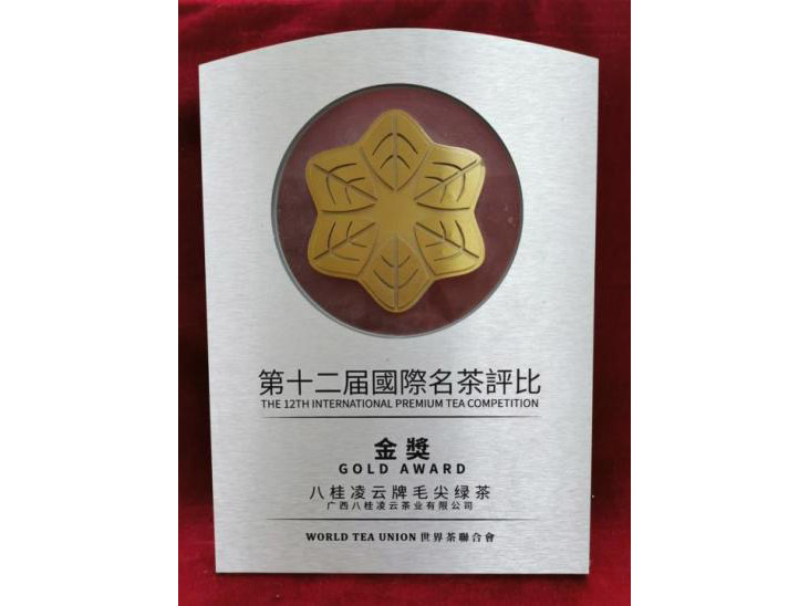 八桂凌云牌毛尖绿茶获得第十二届国际名茶评比 金奖