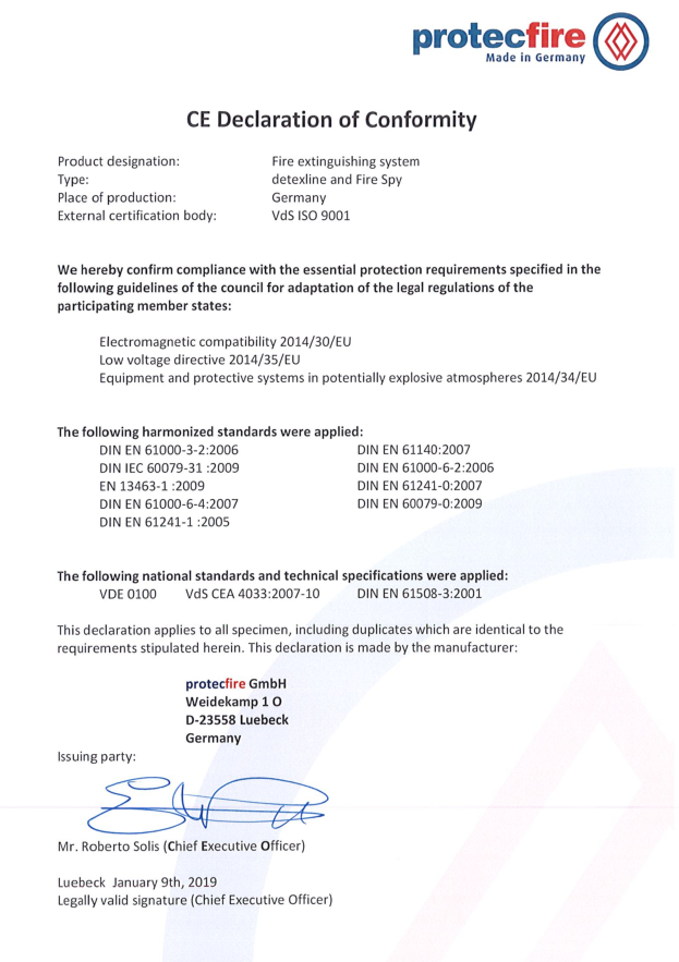 CE Certificate protecfire2019