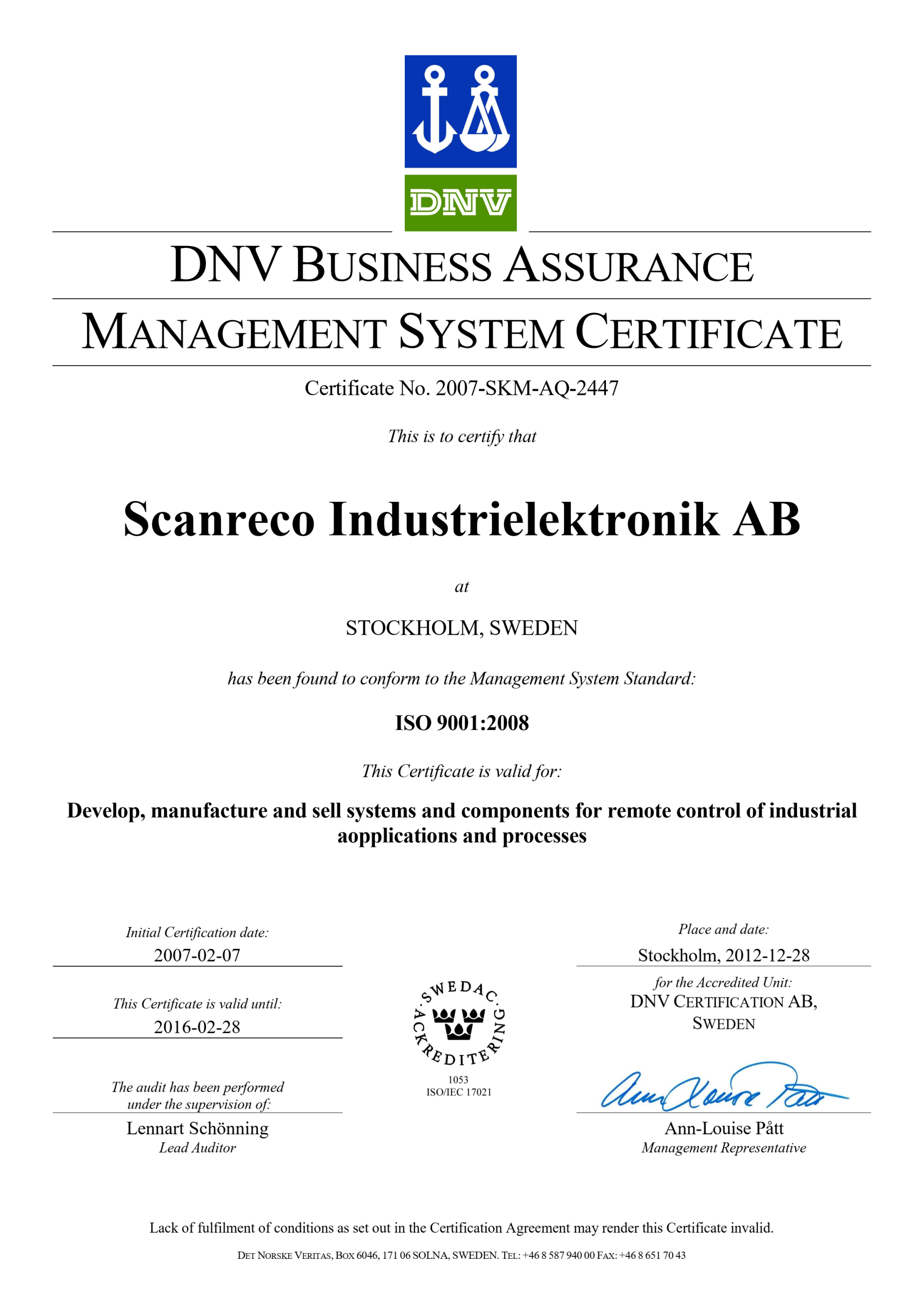 DNV certifikat ISO9001_2008  ENG (质量体系)