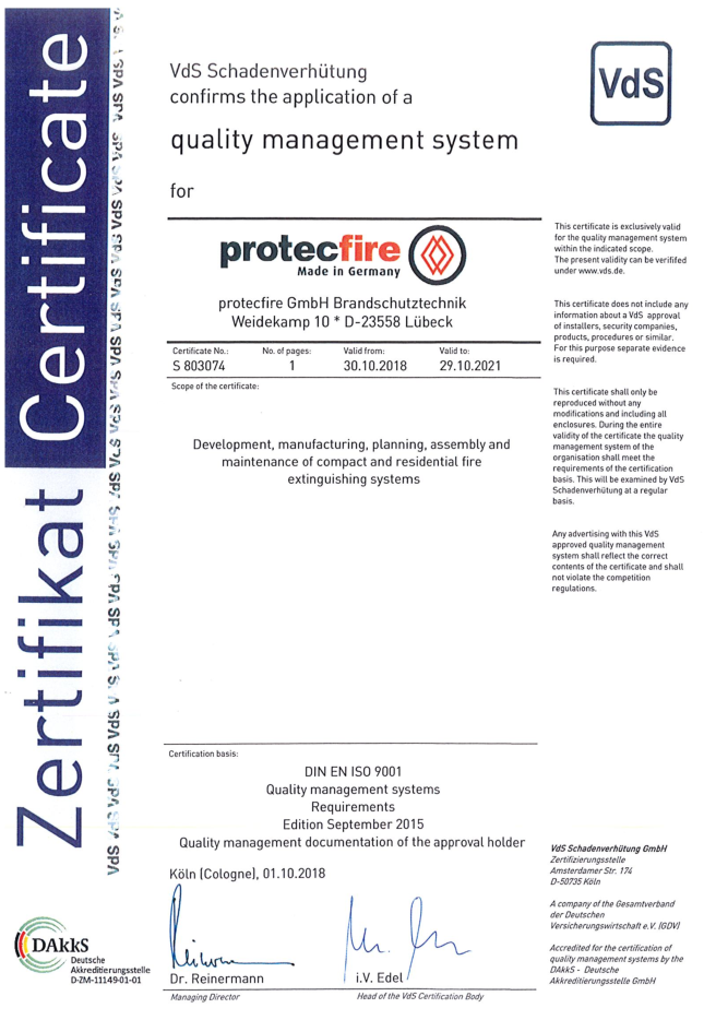 Certificate ISO 9001 till 2021