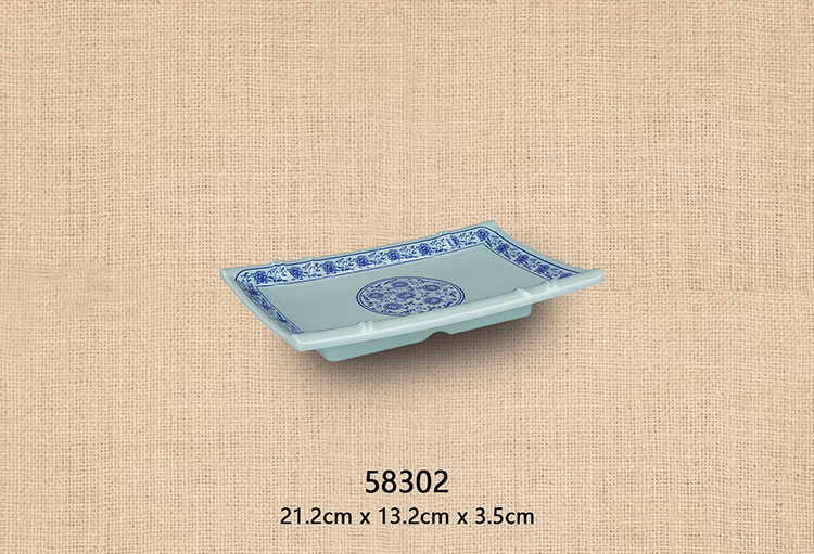 8.3寸竹節盤( 灰綠青花瓷）