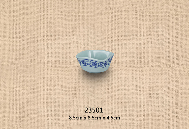 3.5寸四方碗( 灰綠青花瓷）