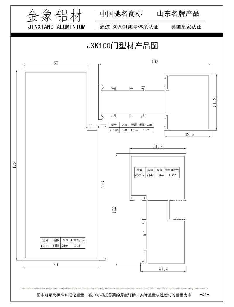 JX K100门型材产品图