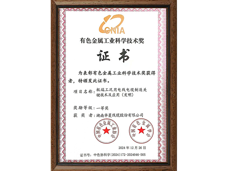 有色金属工业科学技术奖一等奖