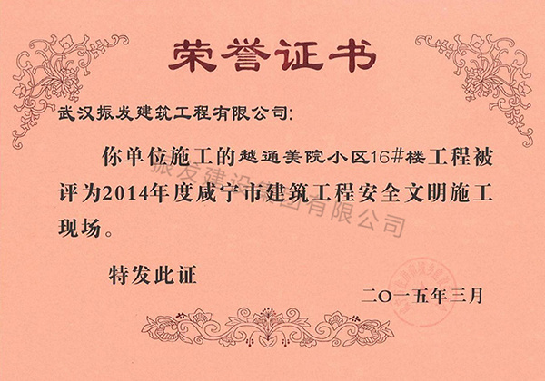 2014年度咸宁市建筑工程安全文明施工现场