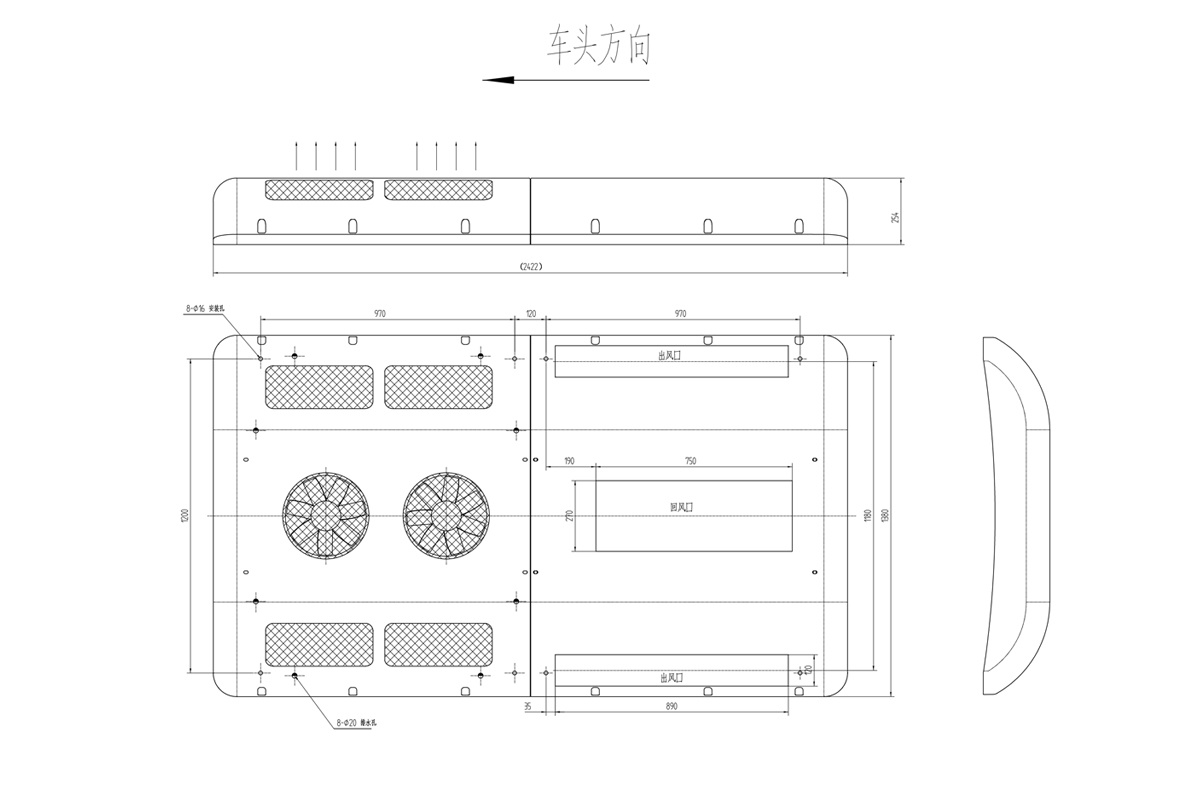 客车顶置一体式空调CM-16b