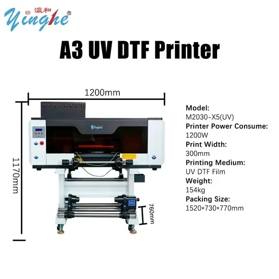 UV Dtf-принтер Yh-A3 с 3 печатающими головками XP600