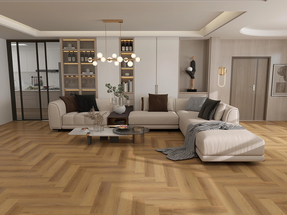 SPC floor herringbone pattern