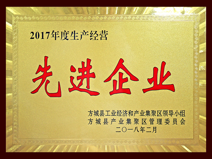 2017年度生產(chǎn)經(jīng)營先進企業(yè)