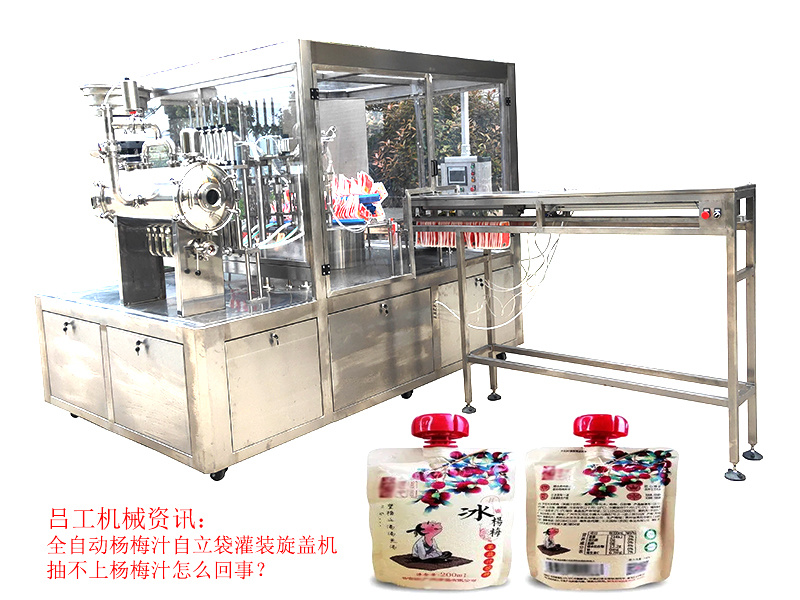 全自动杨梅汁自立袋灌装旋盖机抽不上杨梅汁怎么回事？