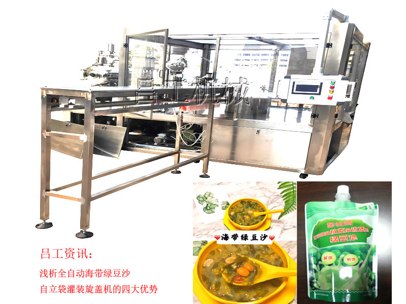 浅析全自动海带绿豆沙自立袋灌装旋盖机的四大优势