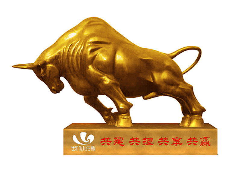 铸铜贴金北京二锅头小方瓶总裁办公司铜牛