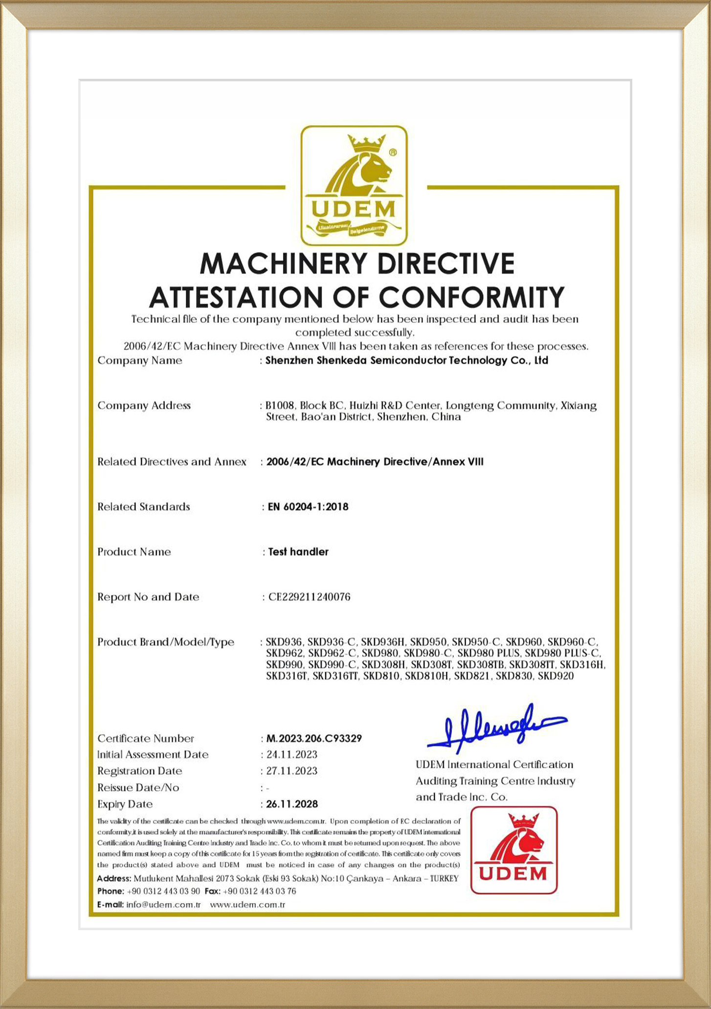 Machinery Directiveattestation Of Conformity Machinery Directiveattestation Of Conformity