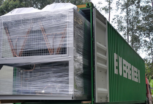 2 Units Screw Water Chiller ,Water Pumps and Water Tank Loading into Container to Tanzania
