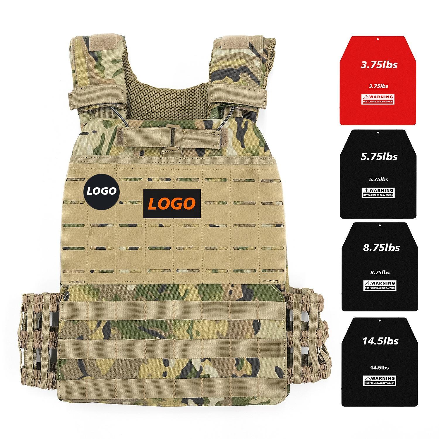 Camo Adjustable Running Fitness Workout Tactical Weight Vest for men Gym Unisex Training steel plate carrier Oxford 600D