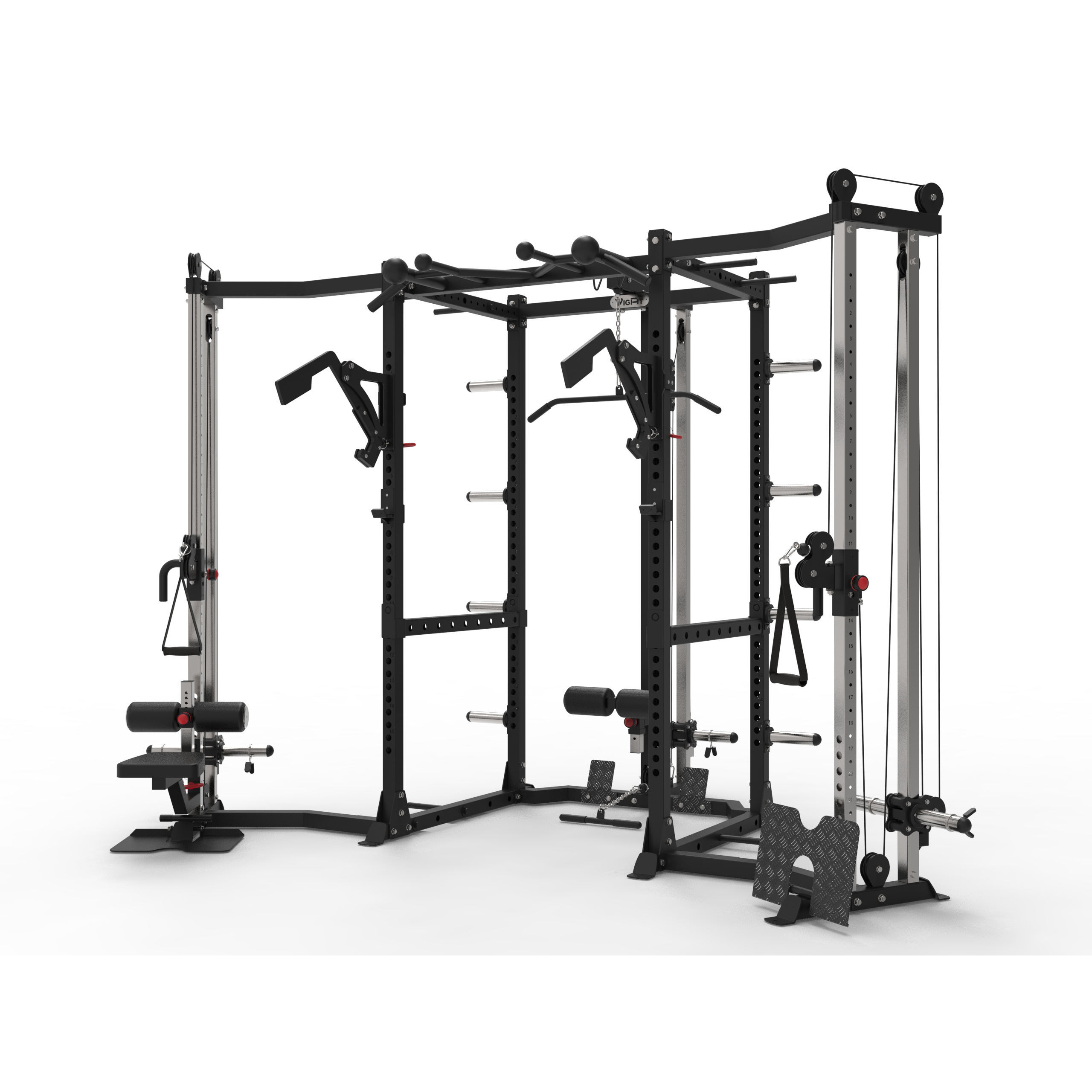 VIGFIT multi function station gym equipment squat cage power rack with lat pull down machine