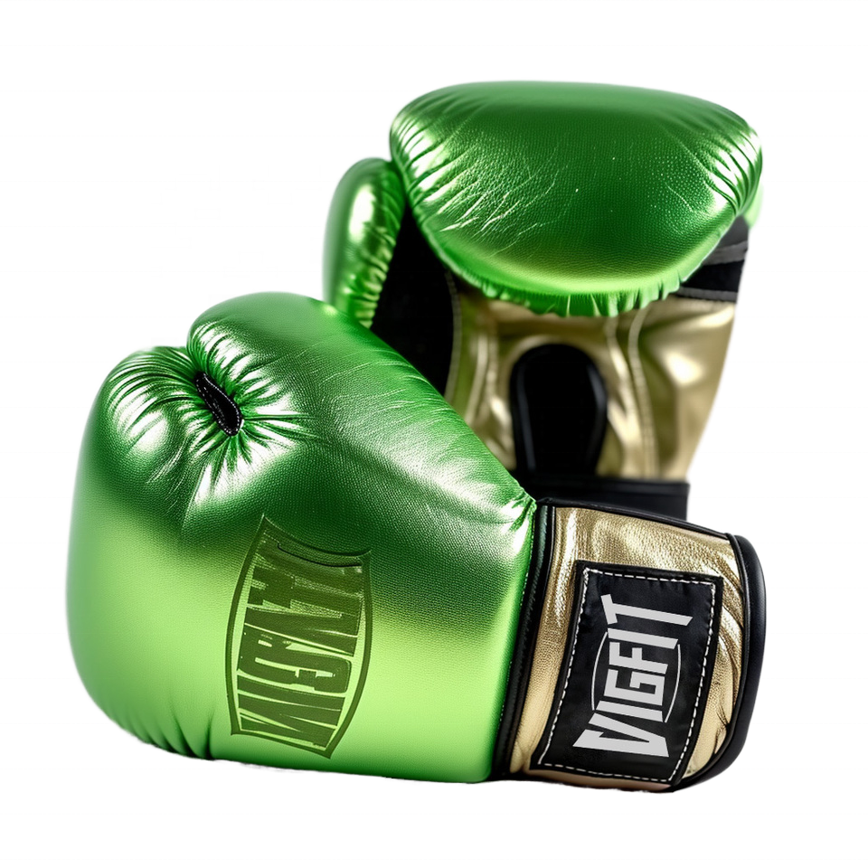 High Quality Custom logo PU Boxing Gloves Muay Thai Kick Boxing Gloves Punching MMA Training Red and Gold Leather Professional