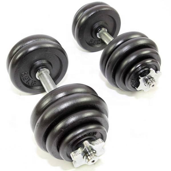 Material cast iron with steel bar 10 kg gym weights equipment dumbbells set