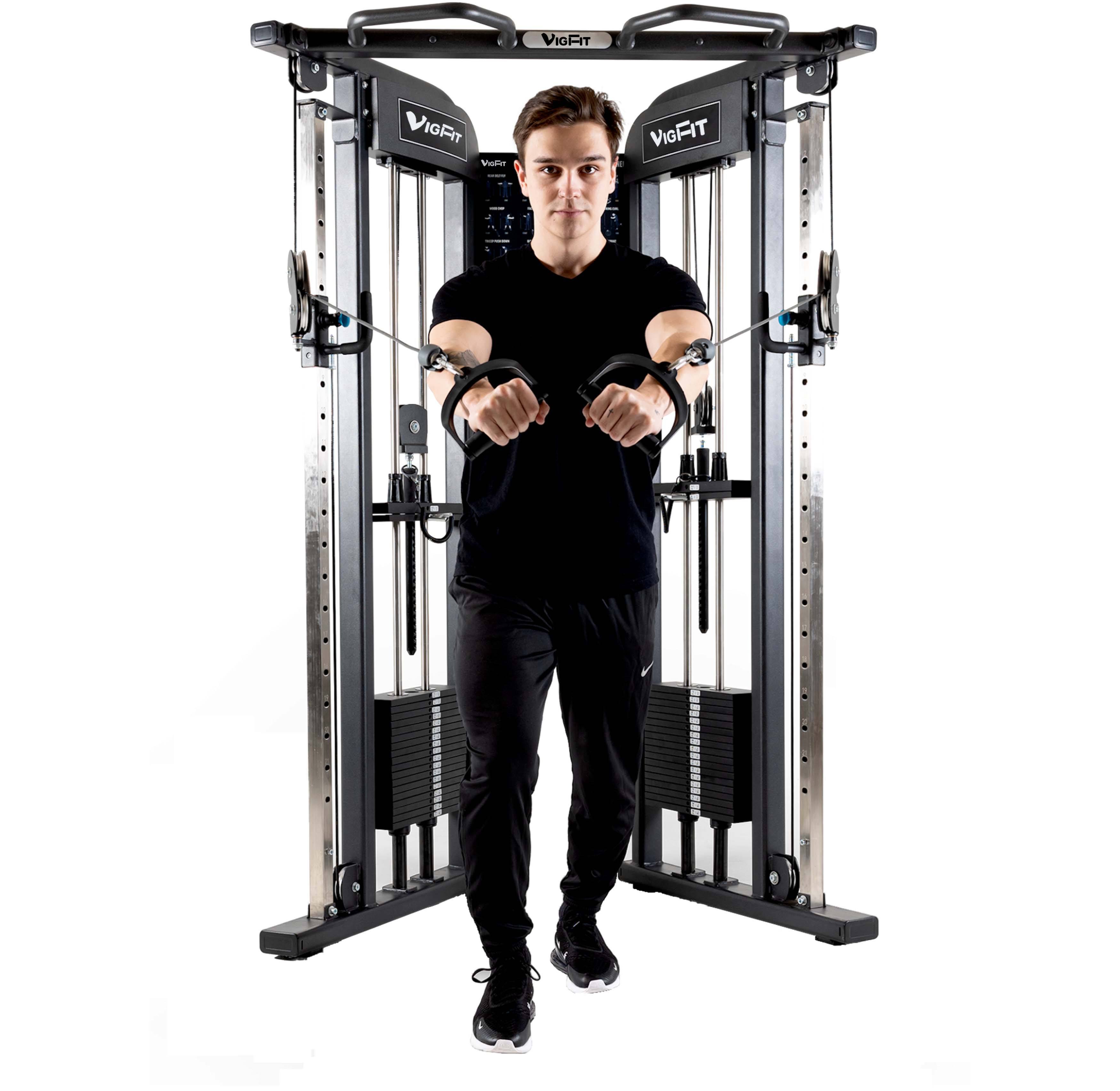 Gym functional trainer equipment dual cable pulley crossover machine with steel stack