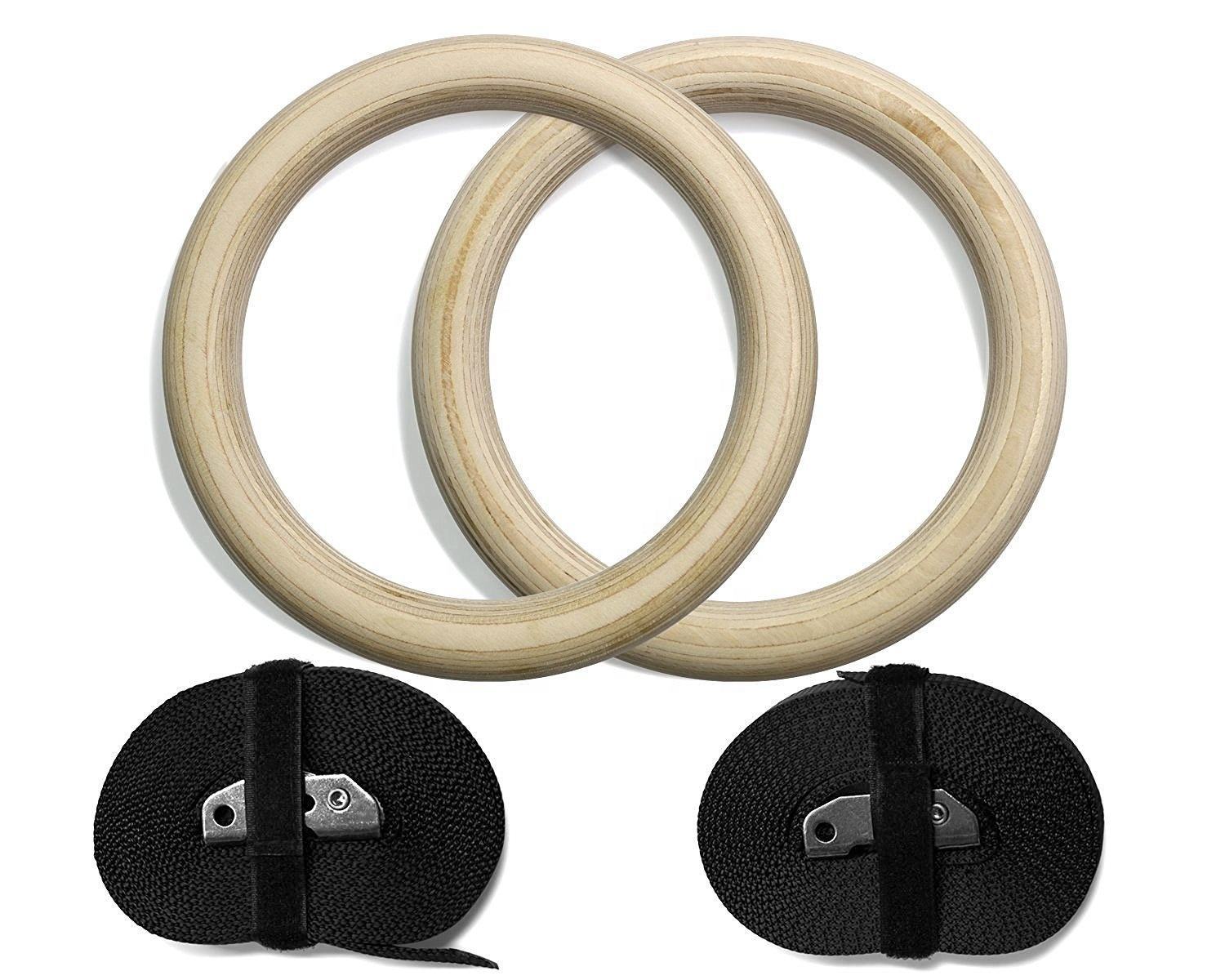 New style easy carry wooden hand grip rings wood gymnastic fitness ring