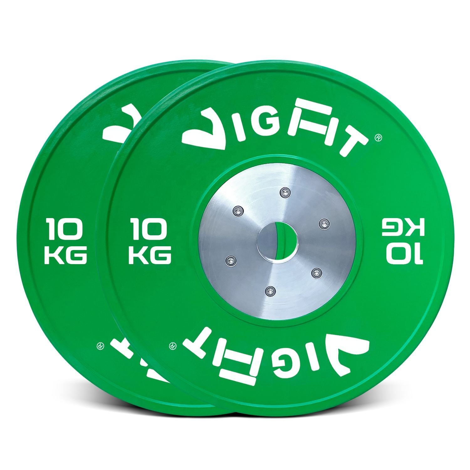 Colorful Weightlifting Rubber Weight Plate with Steel Hub for Home Gym Strength Training 5-25kg