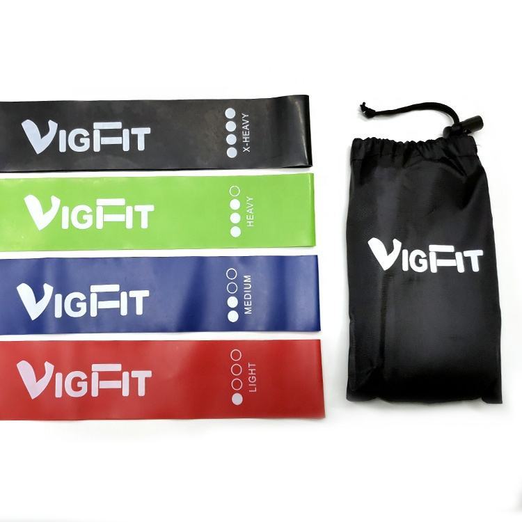 VIGFIT gym fitness yoga exercise elastic hip loop custom printed latex resistance bands for set