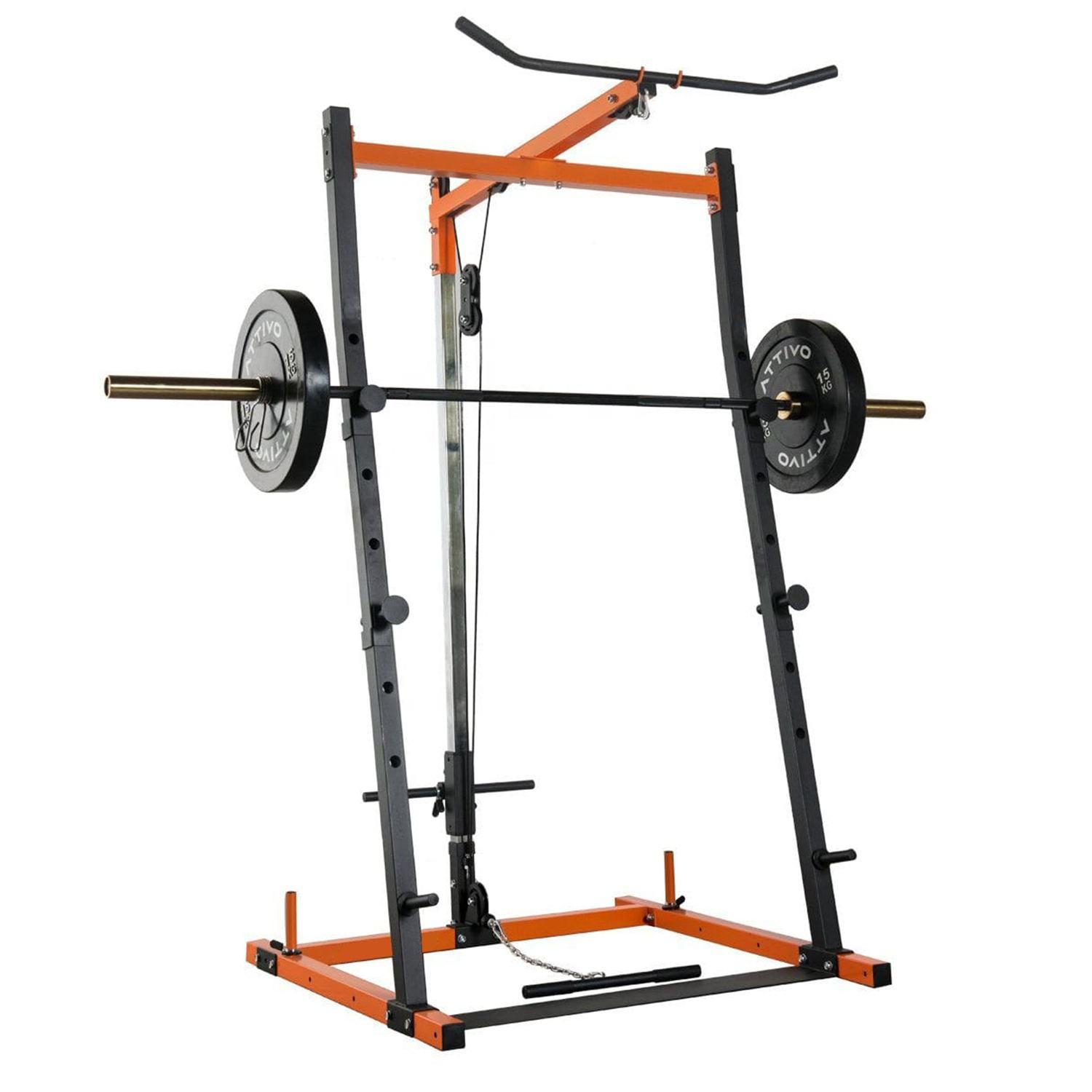 Squat Rack with Lat Pull Down System gym power rack squat cage strength equipment with lat pull down machine