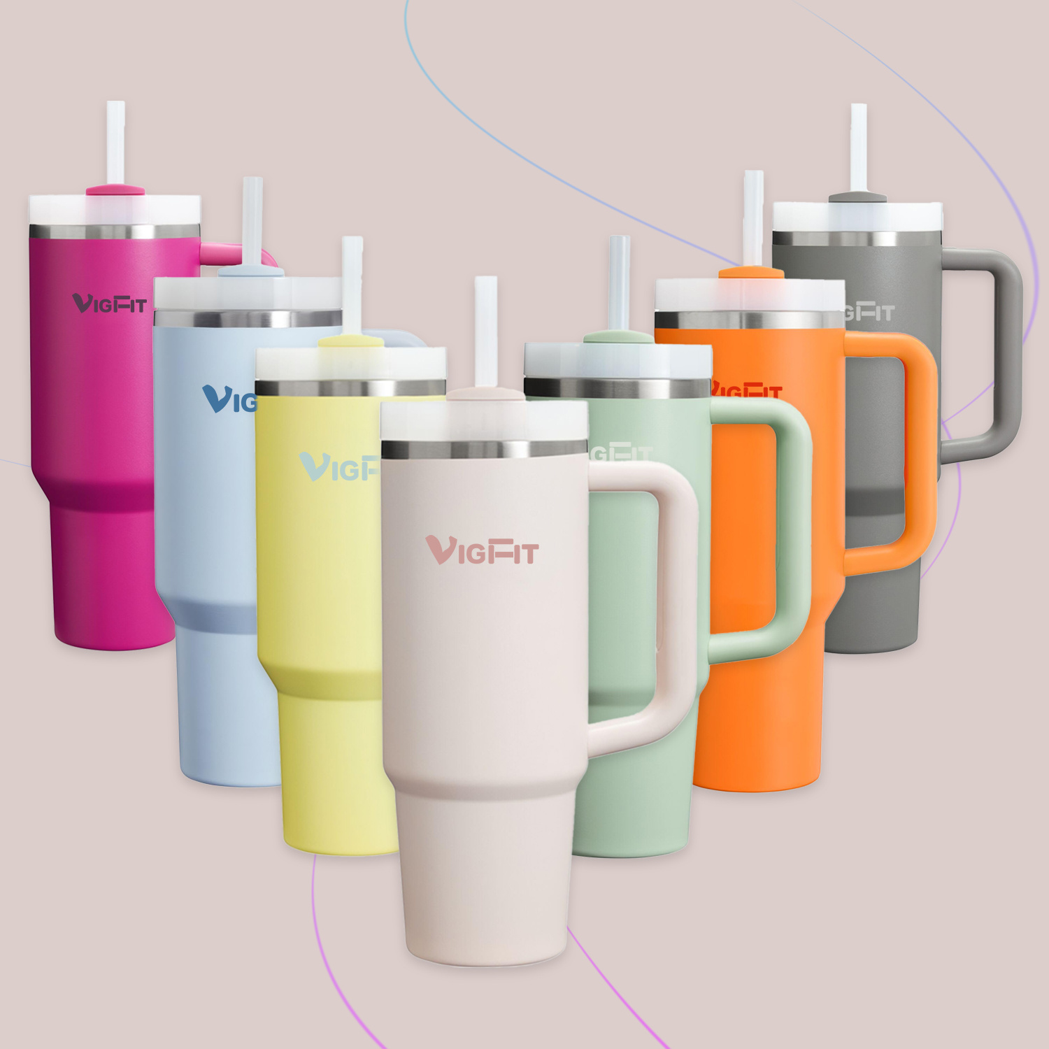 20/25/30 oz Customized Stainless Steel vacuum insulated cup with lid and straw for water, iced tea or coffee