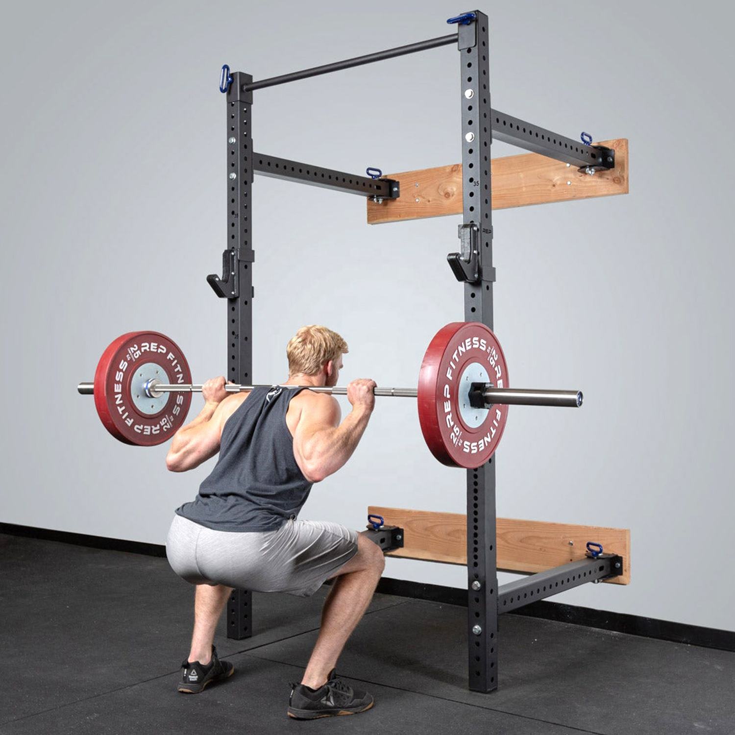 Folding Squat Rack wall mounted power rack foldable Home Gym fitness strength training factory custom multi stand adjustable