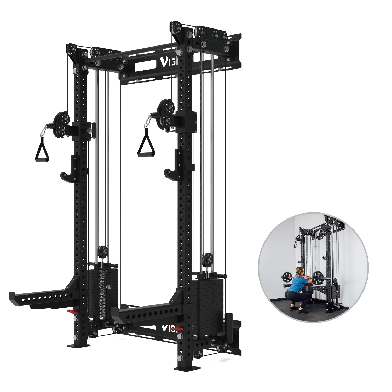 Walil Mounted Souat Rack With Cable Machiney