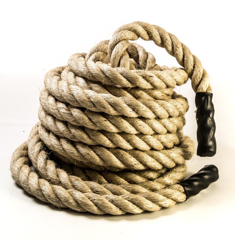 38mm 50mm hot style Jute battle rope with rubber handle