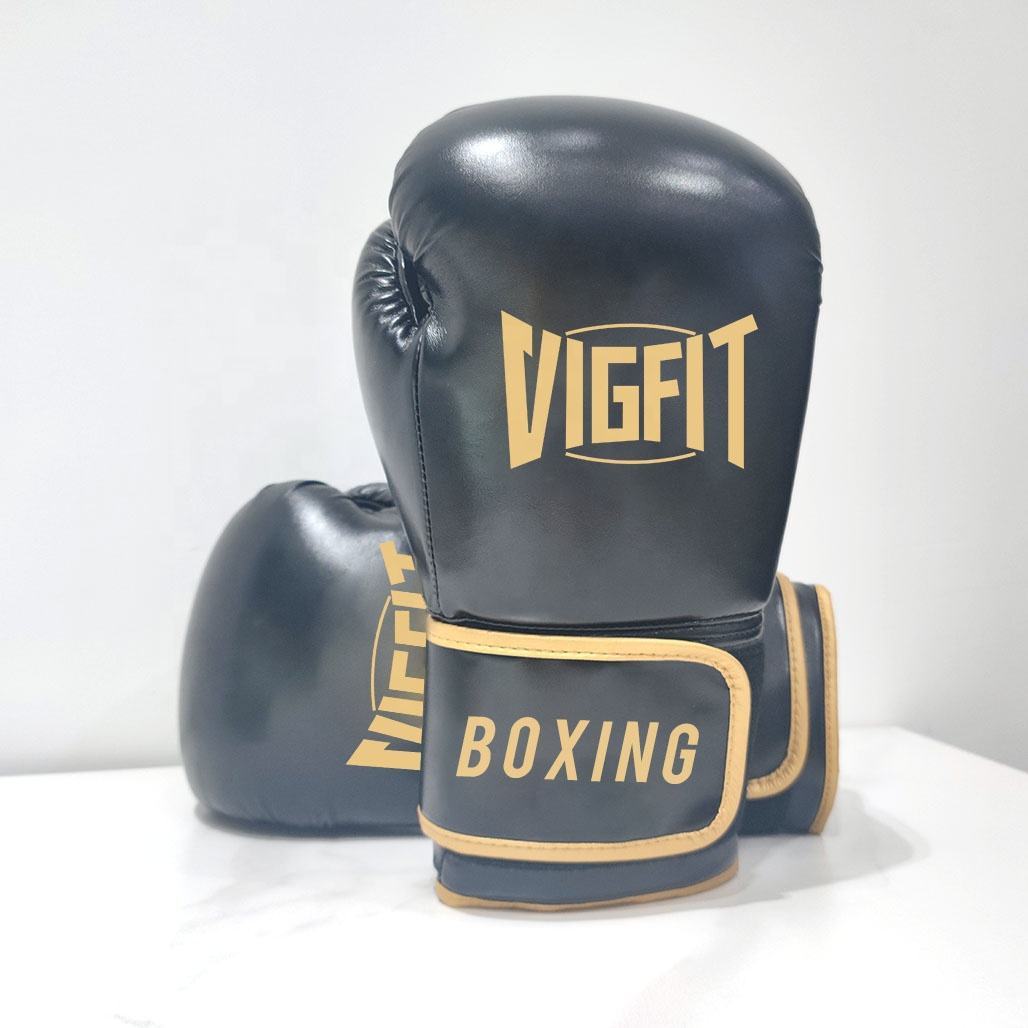 High Quality Boxing Gloves PU Leather Black Kickboxing Punching Gloves Custom Logo Boxing Training