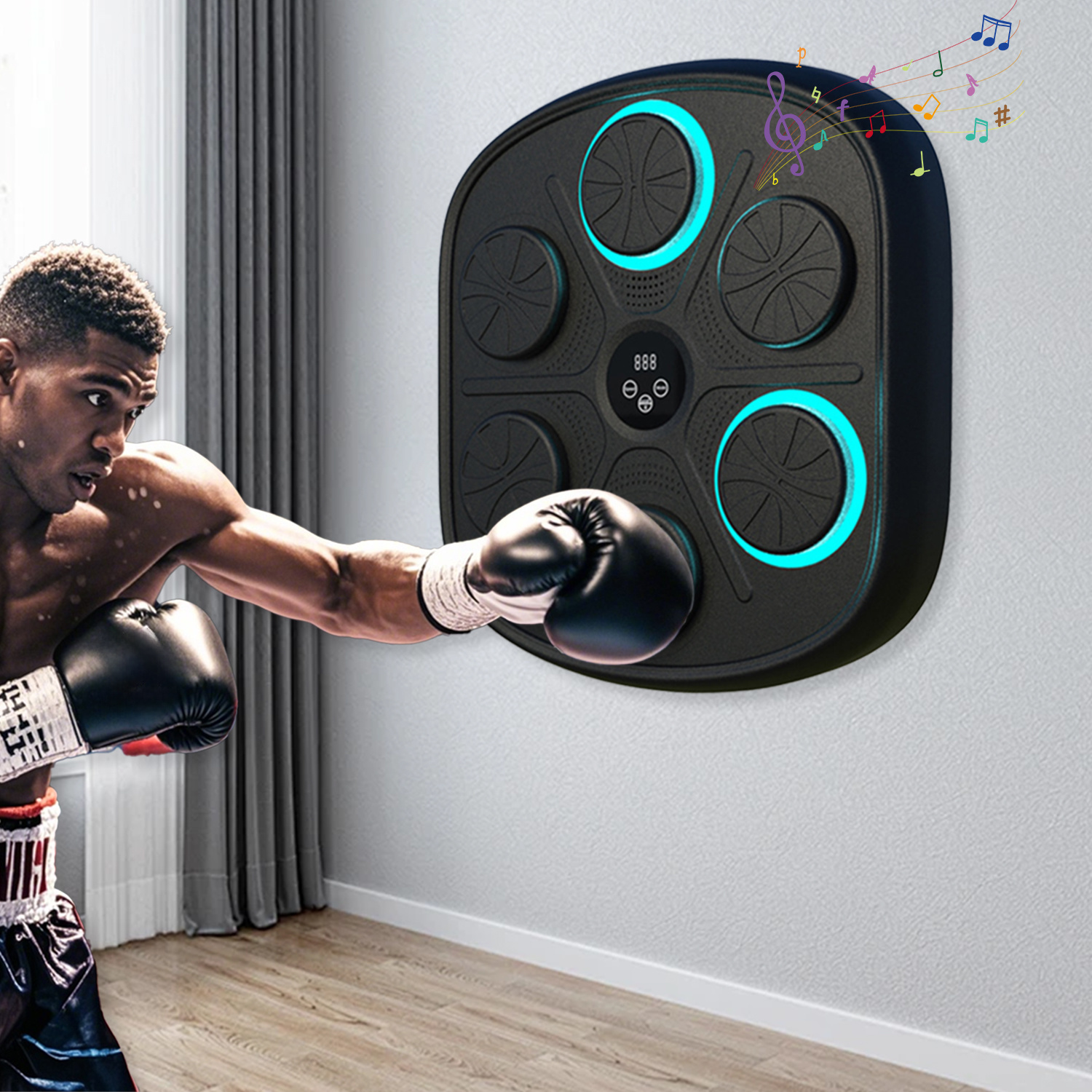Professional Wall-Mounted Combat Trainer Bluetooth Music Boxing Machine Intelligent Target PU Dummy Targeted Exercise Equipment