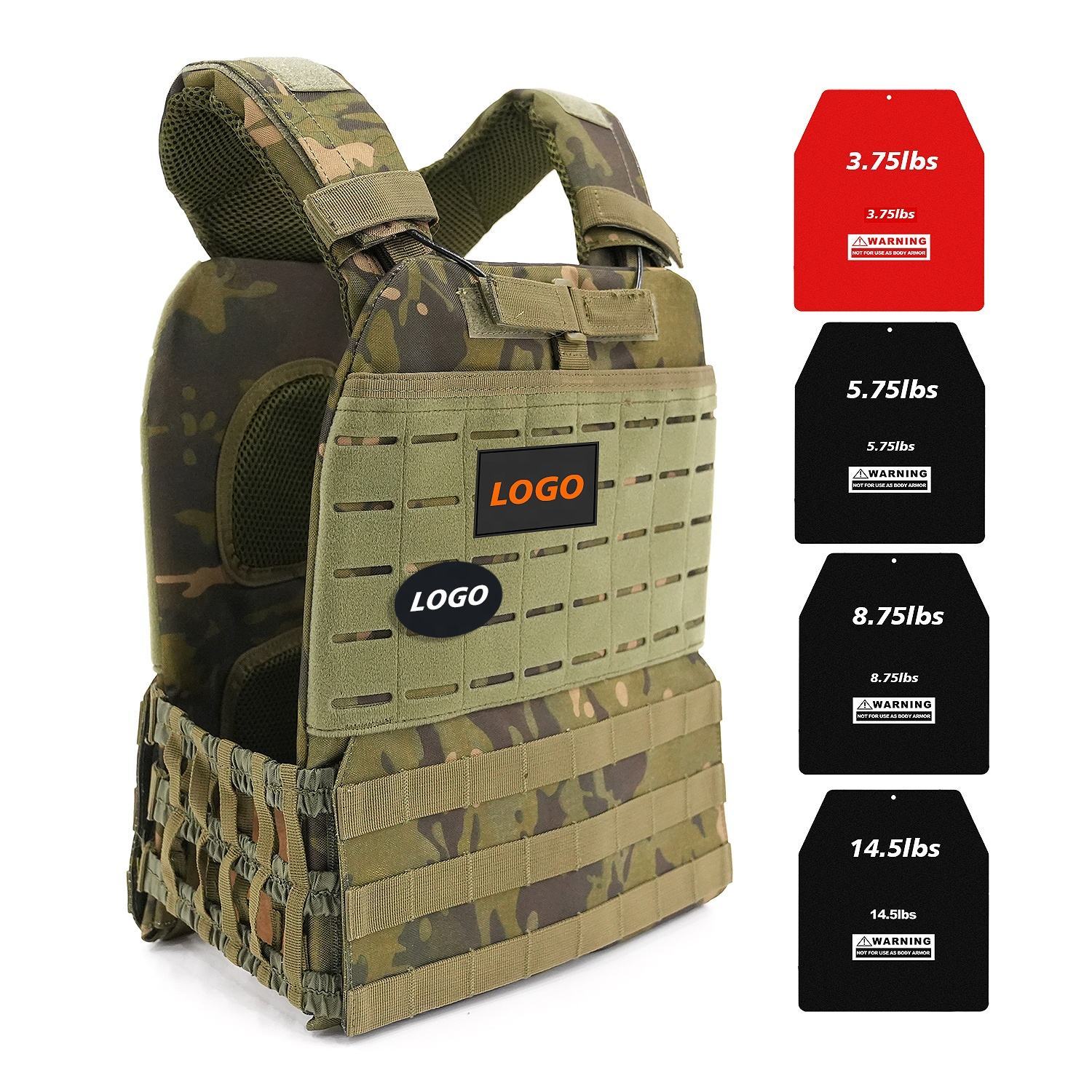 Green Camo Adjustable Running Fitness Workout Tactical Weight Vest for men Gym Unisex Training Body Building Plate Carrier