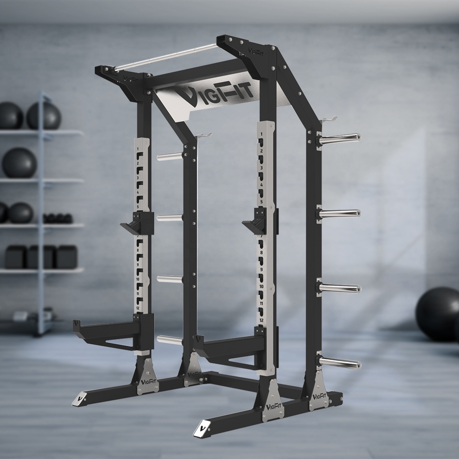 Multi-function Smith Machine Home Gym Power Cage Power Rack With Stainless Steel Brand Board