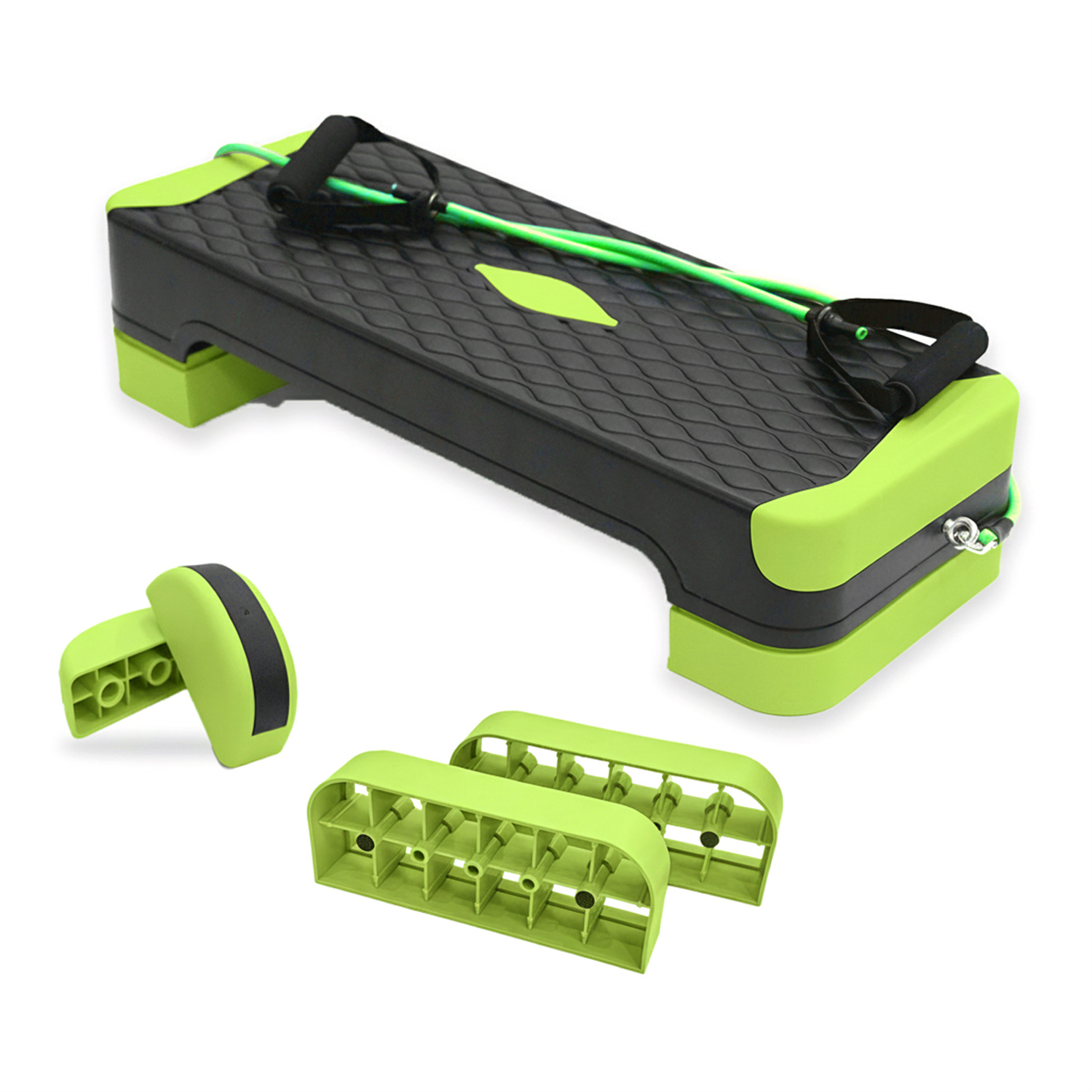 Muiti-functional Adjustable Aerobric Stepper Platform & Balance Board with Resistance Band