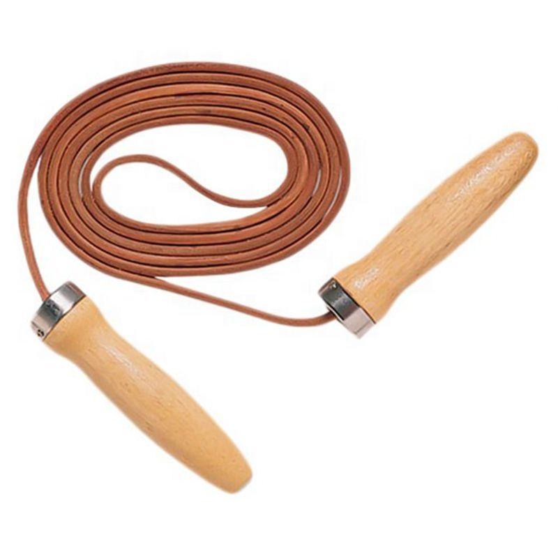 Jump Rope New Coming Fitness Sports Factory Direct Hot Selling Wooden Handle Leather Durable Unisex Printed Brand on Handle 2pcs