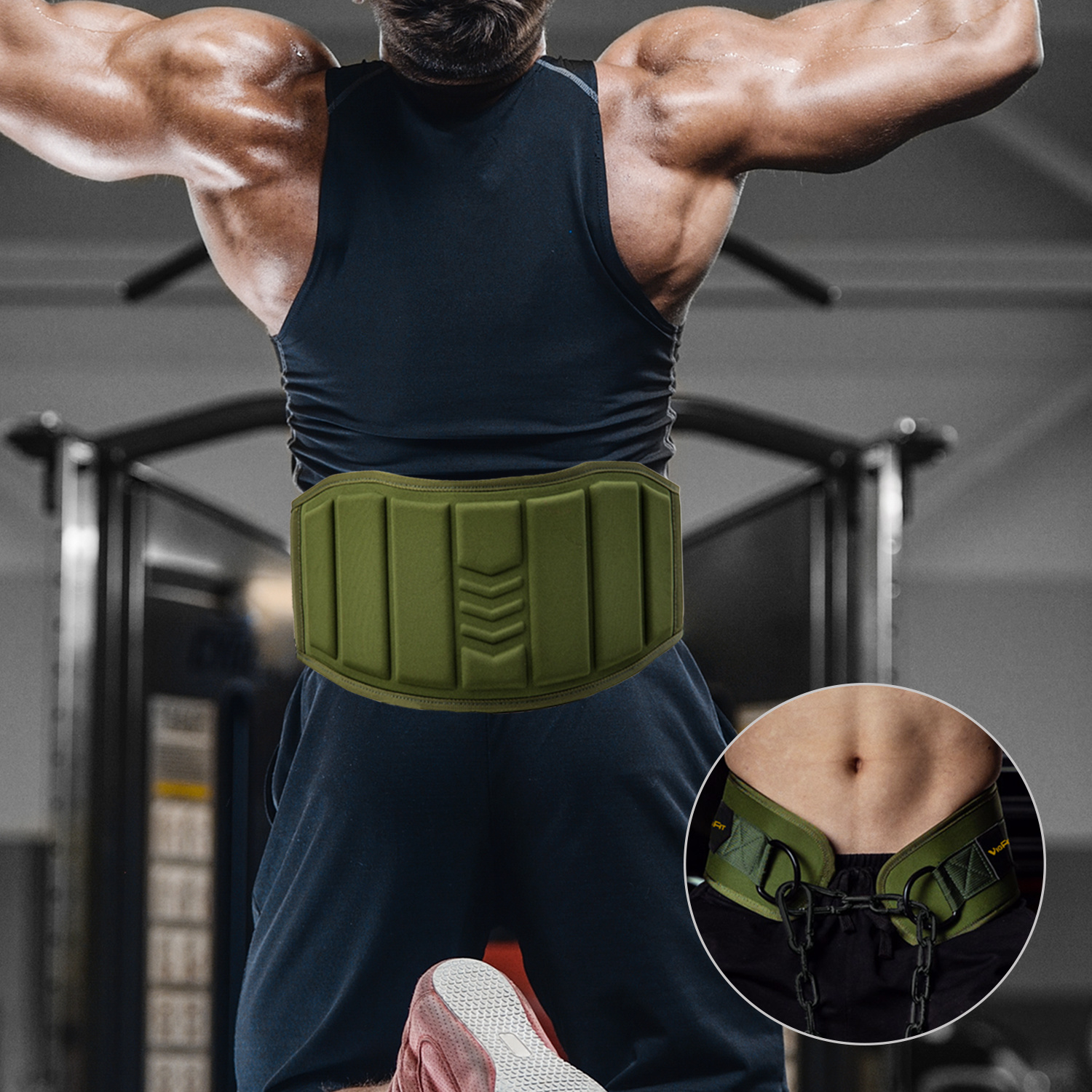 Fitness weightlifting belt pull up horizontal bar waist strength squat trainer Dipping Belt with iron chain