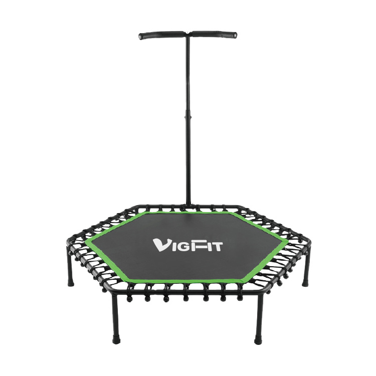 This trampoline is an effective and safe way to add cardiovascular fitness exercise to your daily routine. At home or at the office a mini trampoline aids in overall muscle strength, assists in weight loss, and increases circulation. 