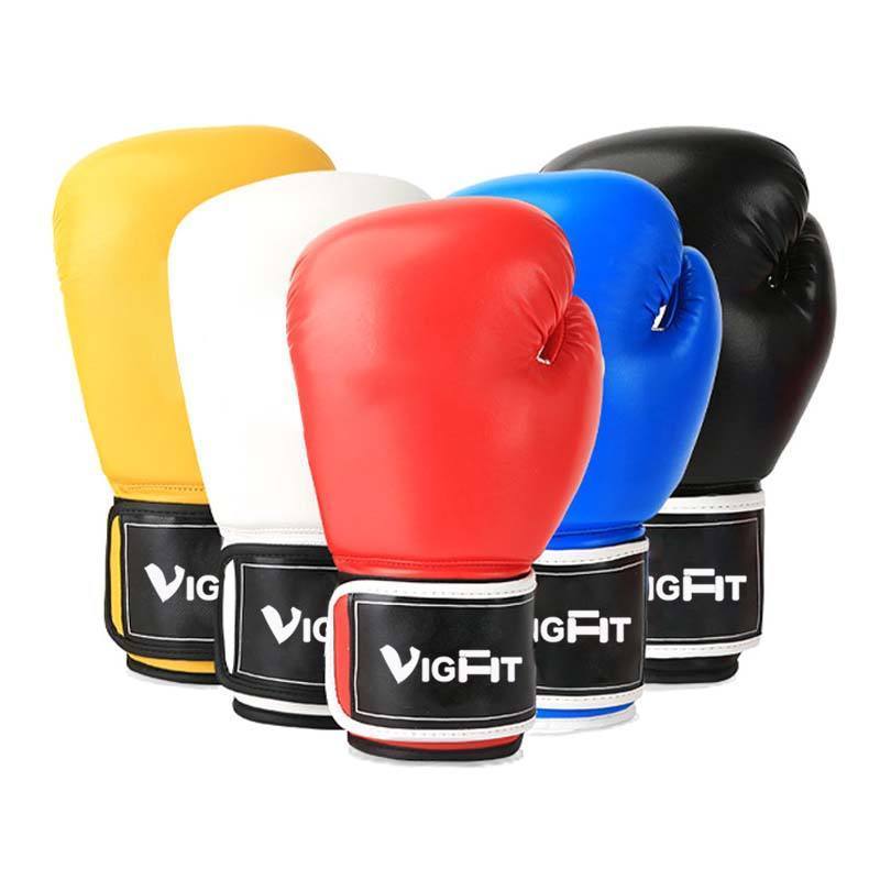 Guantes de boxeo de color personalizados directos de los fabricantes Identificación Guantes de boxeo deportivos de cuero de PU para adultos