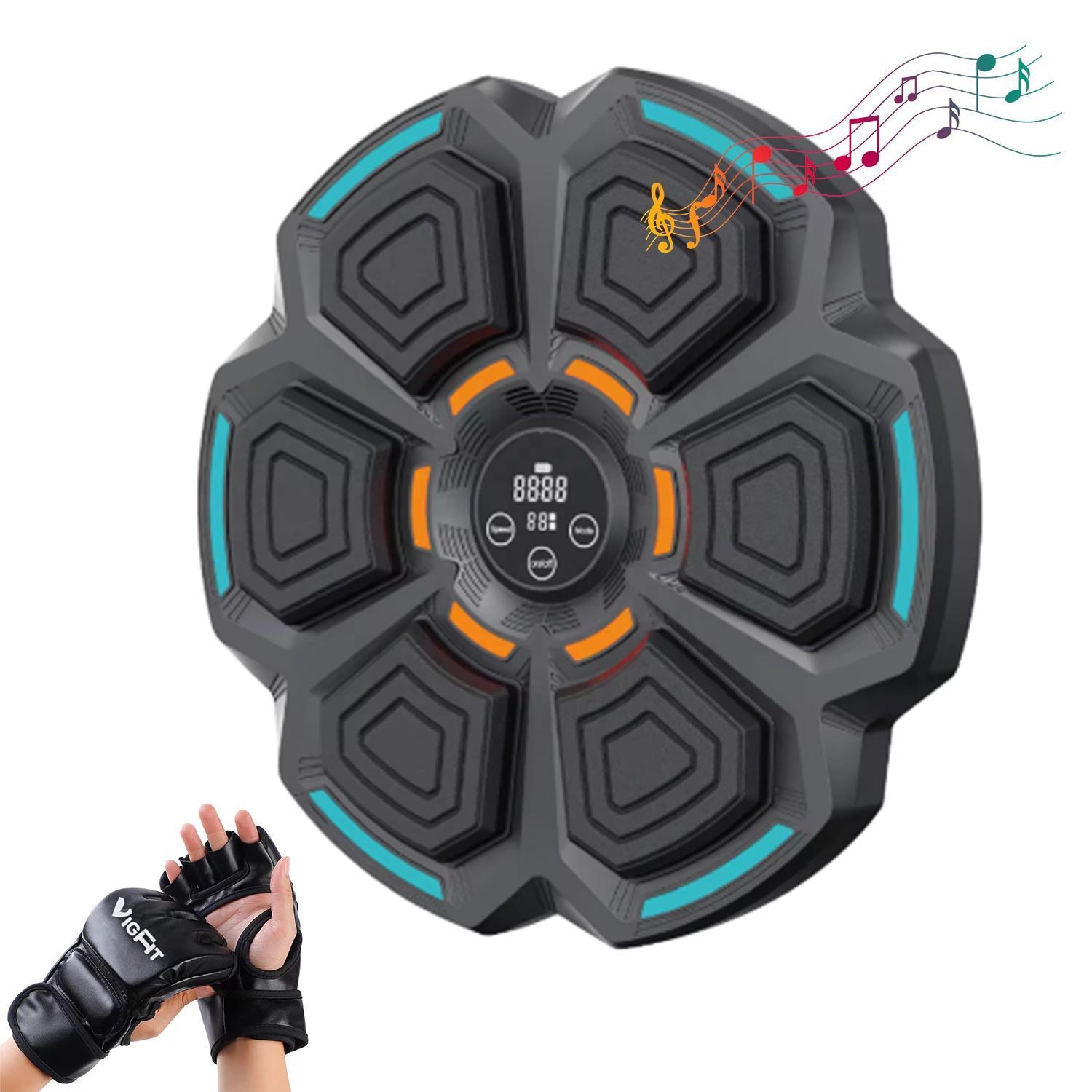 Objetivo de boxeo musical montado en la pared con guantes de boxeo 41*41 cm Negro Electrónico Enfoque inteligente Entrenamiento de agilidad digital para adultos