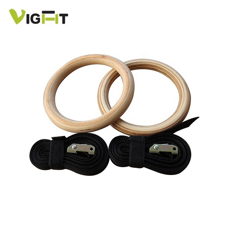 Neuer Stil leicht zu tragen Holz Handgriff Ringe Holz Gymnastik Fitness Ring