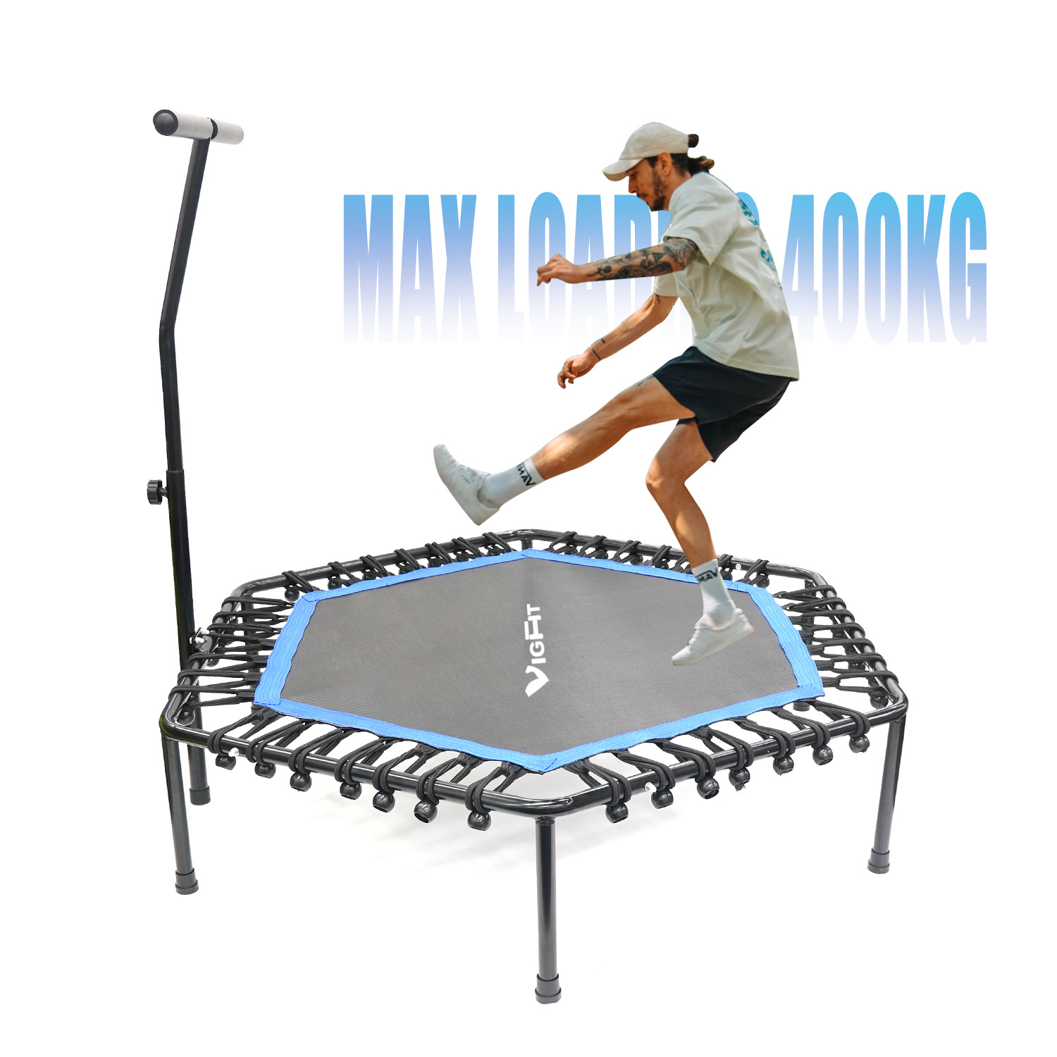 Diagonales 50-Zoll-Sechseck-Fitness-Trampolin Mit Handlauf-Stumm-Bouncing-Trampolin Für Den Innenbereich