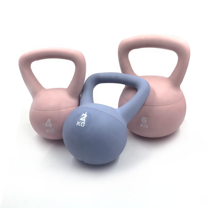 Bodenschutz Gewichtheben benutzerdefinierte Logo Home Fitness Fitnessstudio Stärke PVC und Eisen Sand Mischung weiche Kettlebell