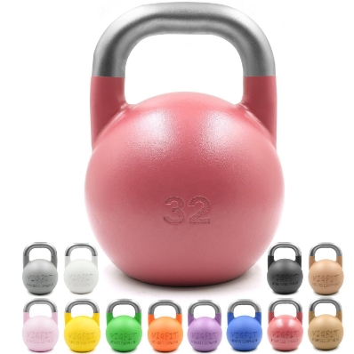 Bunte Kettlebell mit Edelstahlgriff Fitnessgeräte für GewichthebenE benutzerdefiniertes Logo Klein MOQ 50 kg 48 kg 8 kg