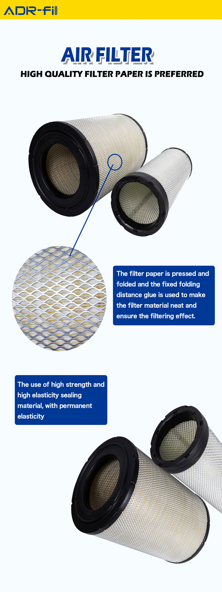 Adaoer ad031110967 heavy duty truck engine air filter 0040942404