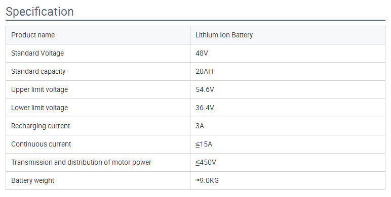48V20ah Li-ion battery pack